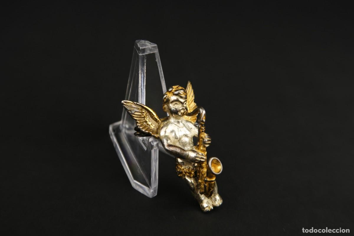 Antig&uuml;edades: Antiguo Broche Religioso Angelito de Plata - Foto 4