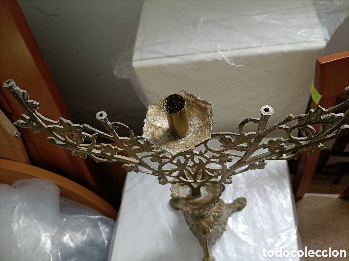Antig&uuml;edades: Candelabro Antiguo - Raro-bronce - Foto 4