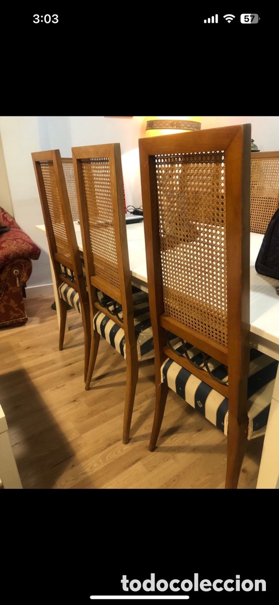 Antig&uuml;edades: 7 SILLAS DE COMEDOR CON REJILLA - Foto 3