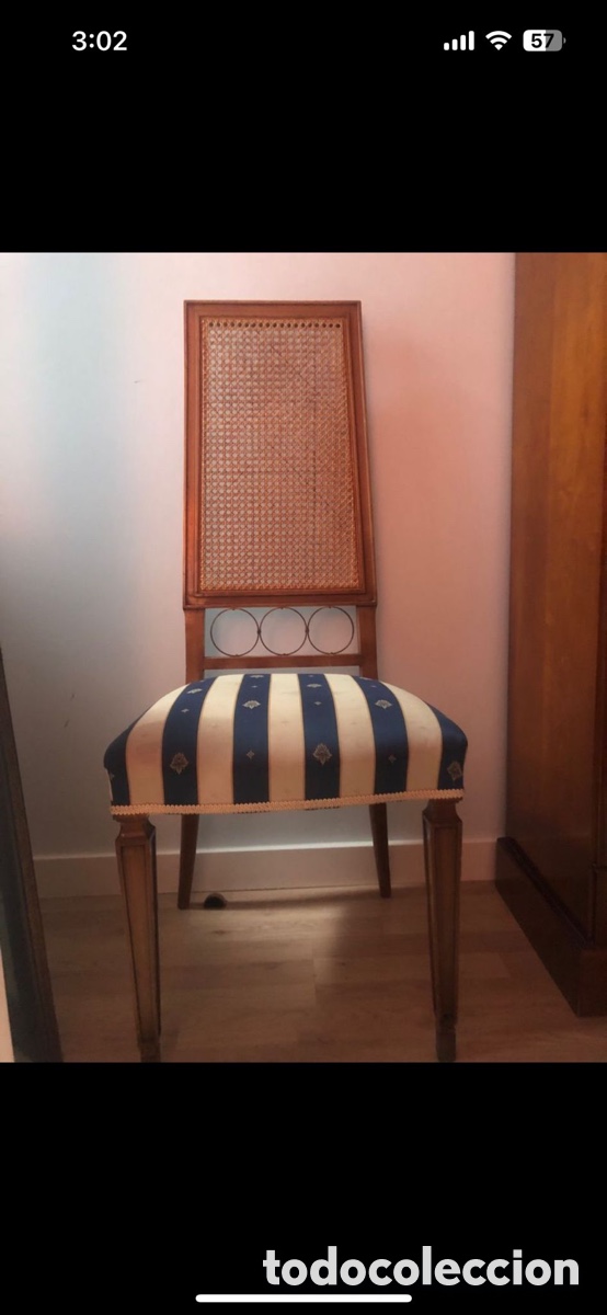Antig&uuml;edades: 7 SILLAS DE COMEDOR CON REJILLA - Foto 1