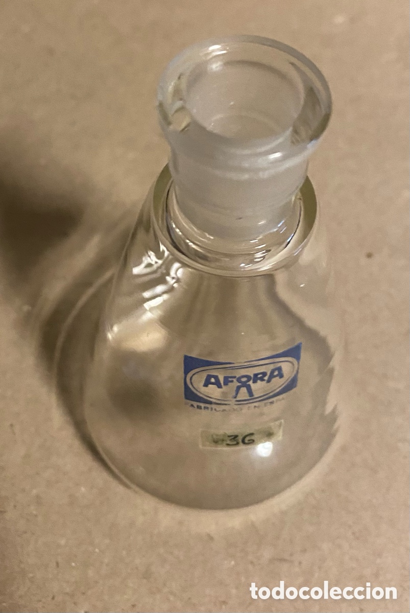Antig&uuml;edades: MATRAZ DE VAC&Iacute;O DE LABORATORIO AFORA 36. CON TAP&Oacute;N. - Foto 2