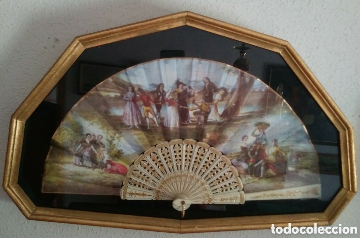 Antig&uuml;edades: abaniquero de madera con pan de oro - Foto 1