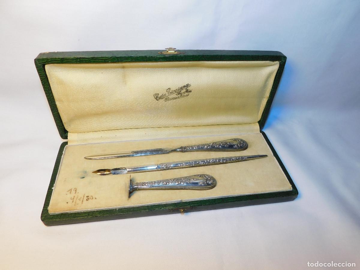 Antig&uuml;edades: Set de escritura en plata .800 (1930) - Foto 1