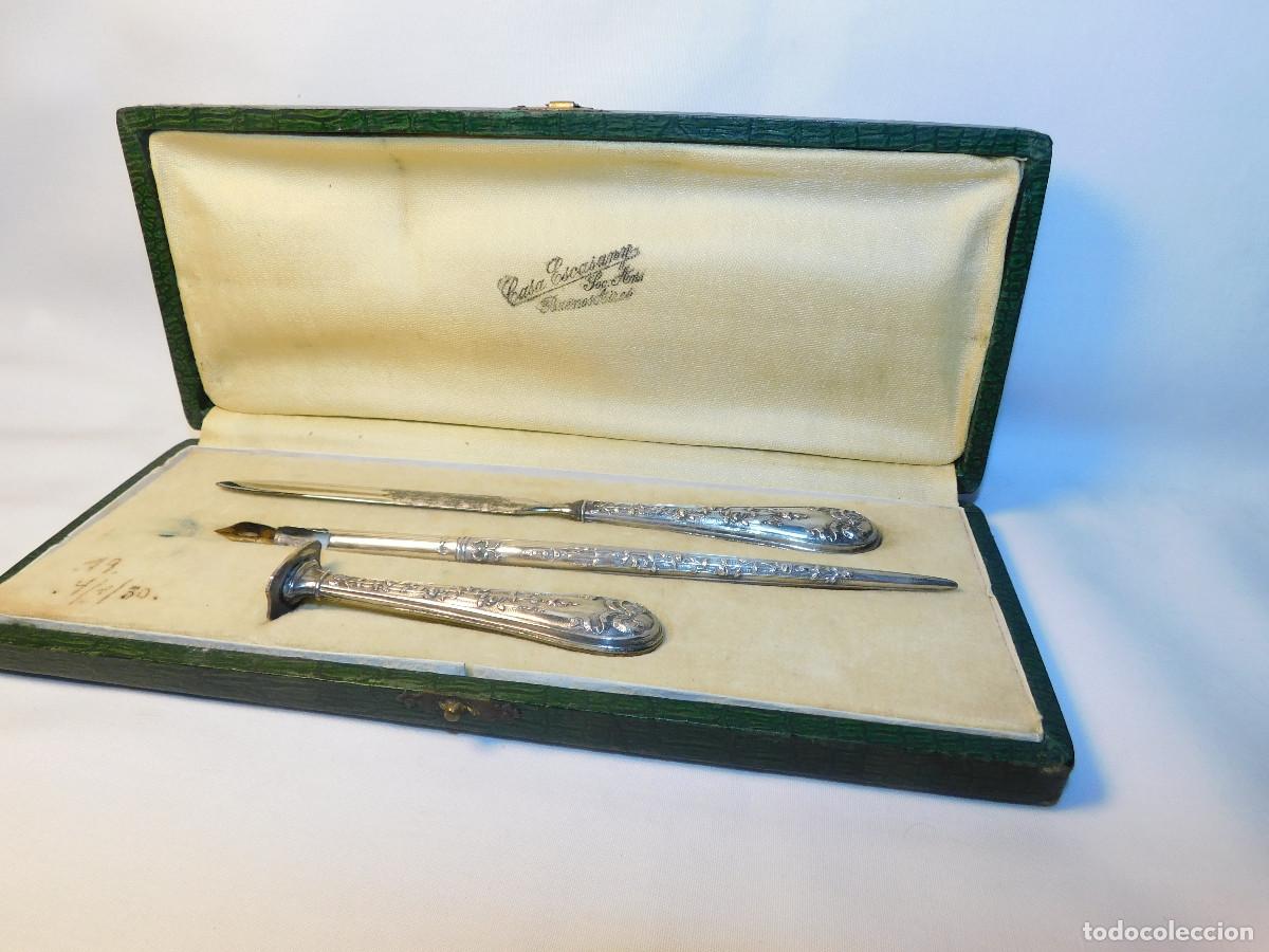 Antig&uuml;edades: Set de escritura en plata .800 (1930) - Foto 2