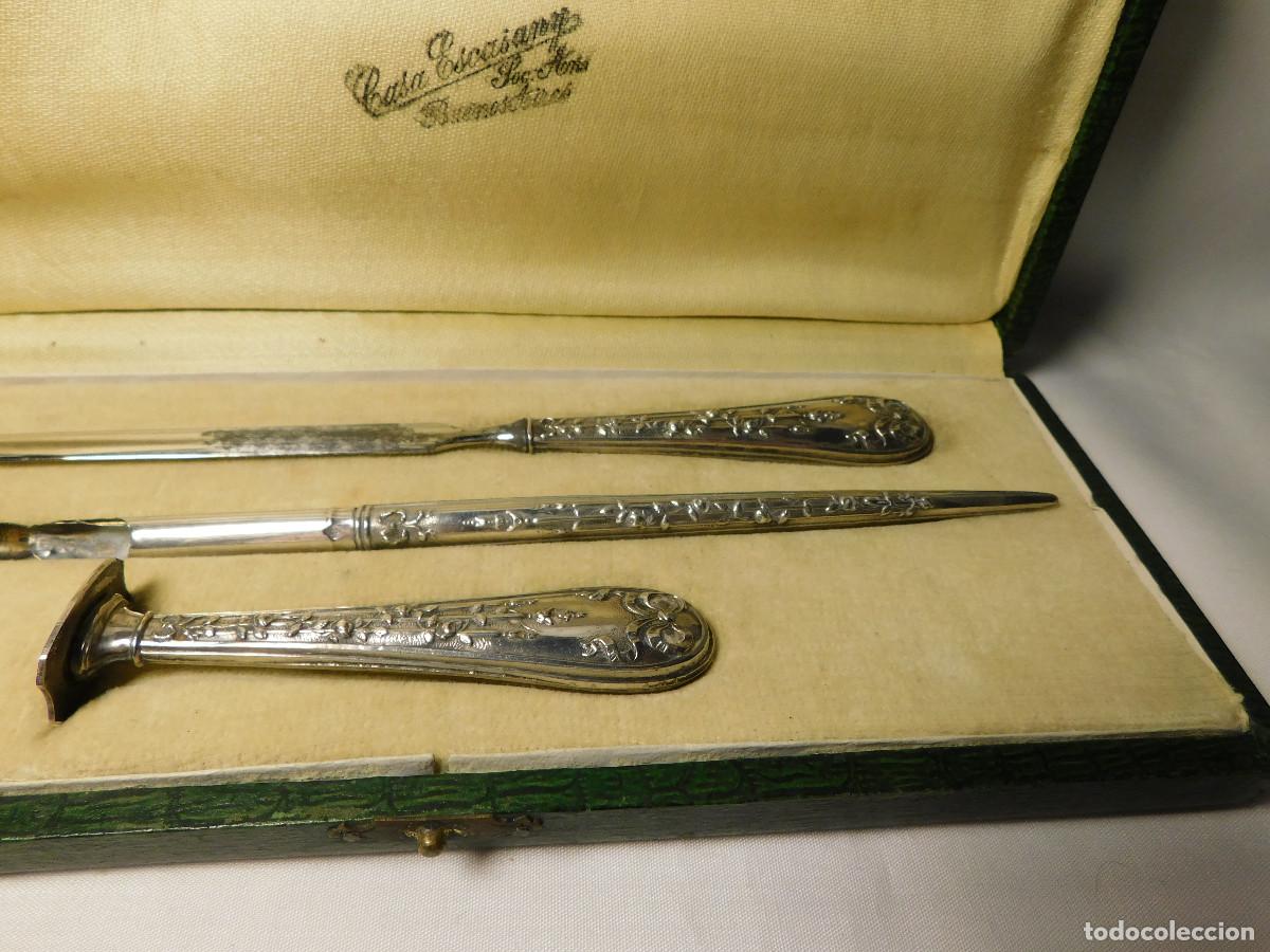 Antig&uuml;edades: Set de escritura en plata .800 (1930) - Foto 3