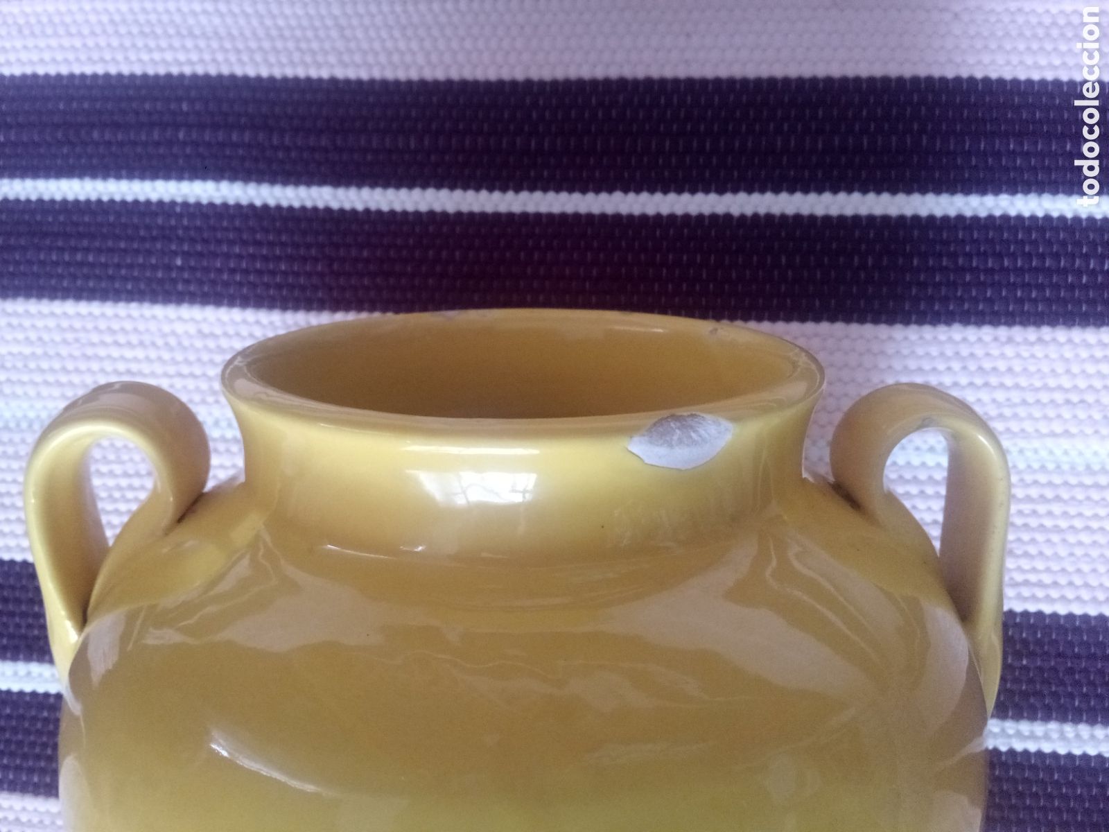 Antig&uuml;edades: PEQUE&Ntilde;A ORZA ESMALTADA EN AMARILLO - TINAJA - Foto 5