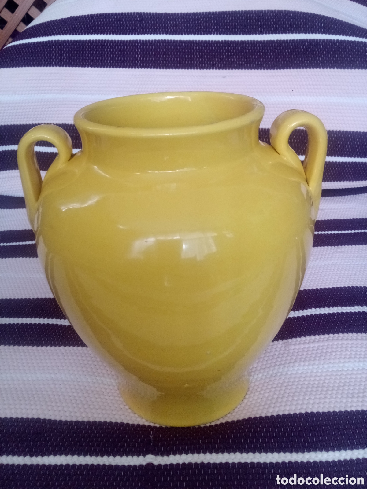 Antig&uuml;edades: PEQUE&Ntilde;A ORZA ESMALTADA EN AMARILLO - TINAJA - Foto 1