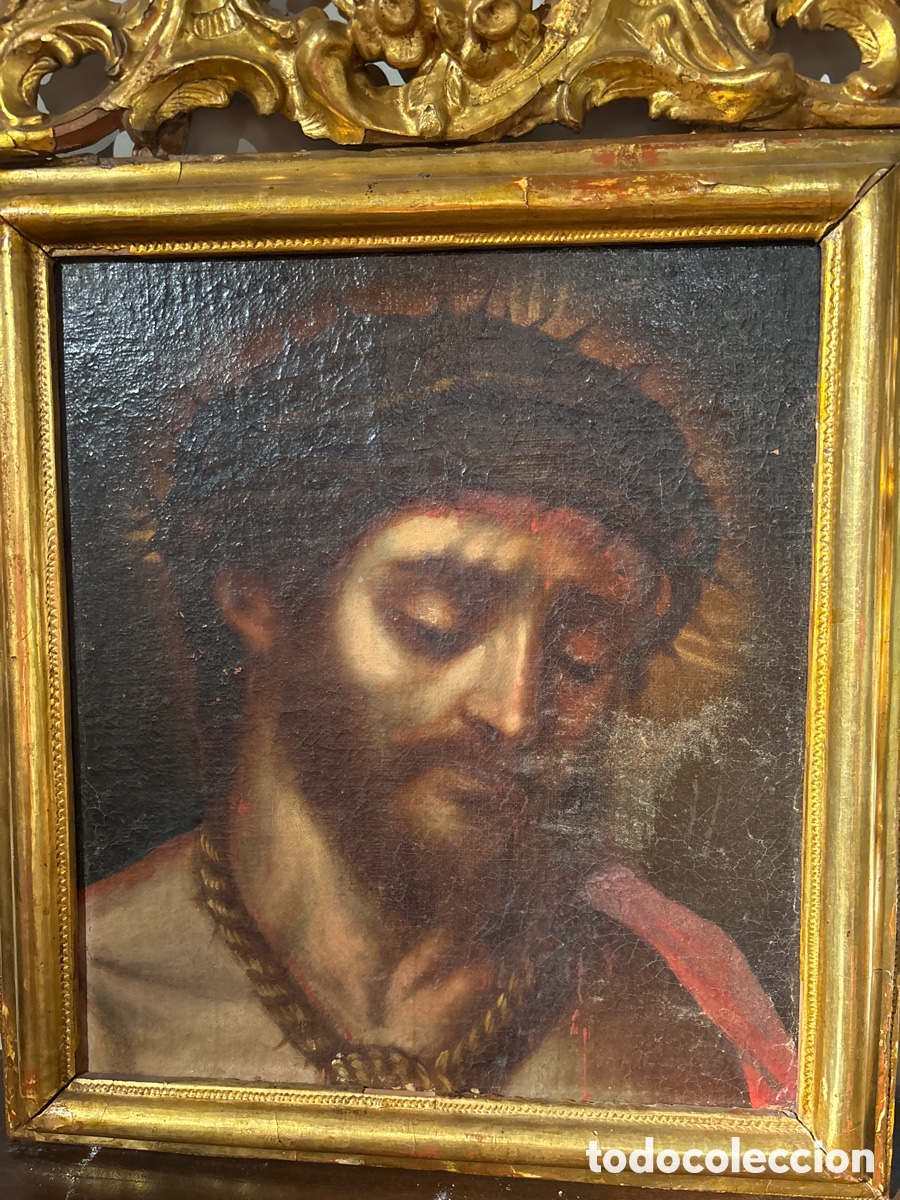 Antig&uuml;edades: Cornucopia dorada con caras en las esquinas. Lienzo de Cristo con espinas - Foto 2