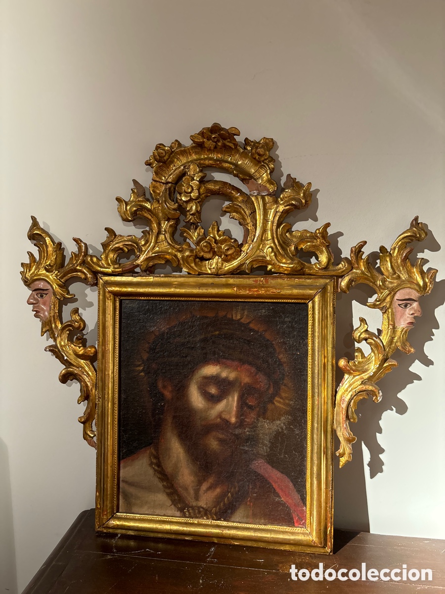 Antig&uuml;edades: Cornucopia dorada con caras en las esquinas. Lienzo de Cristo con espinas - Foto 1