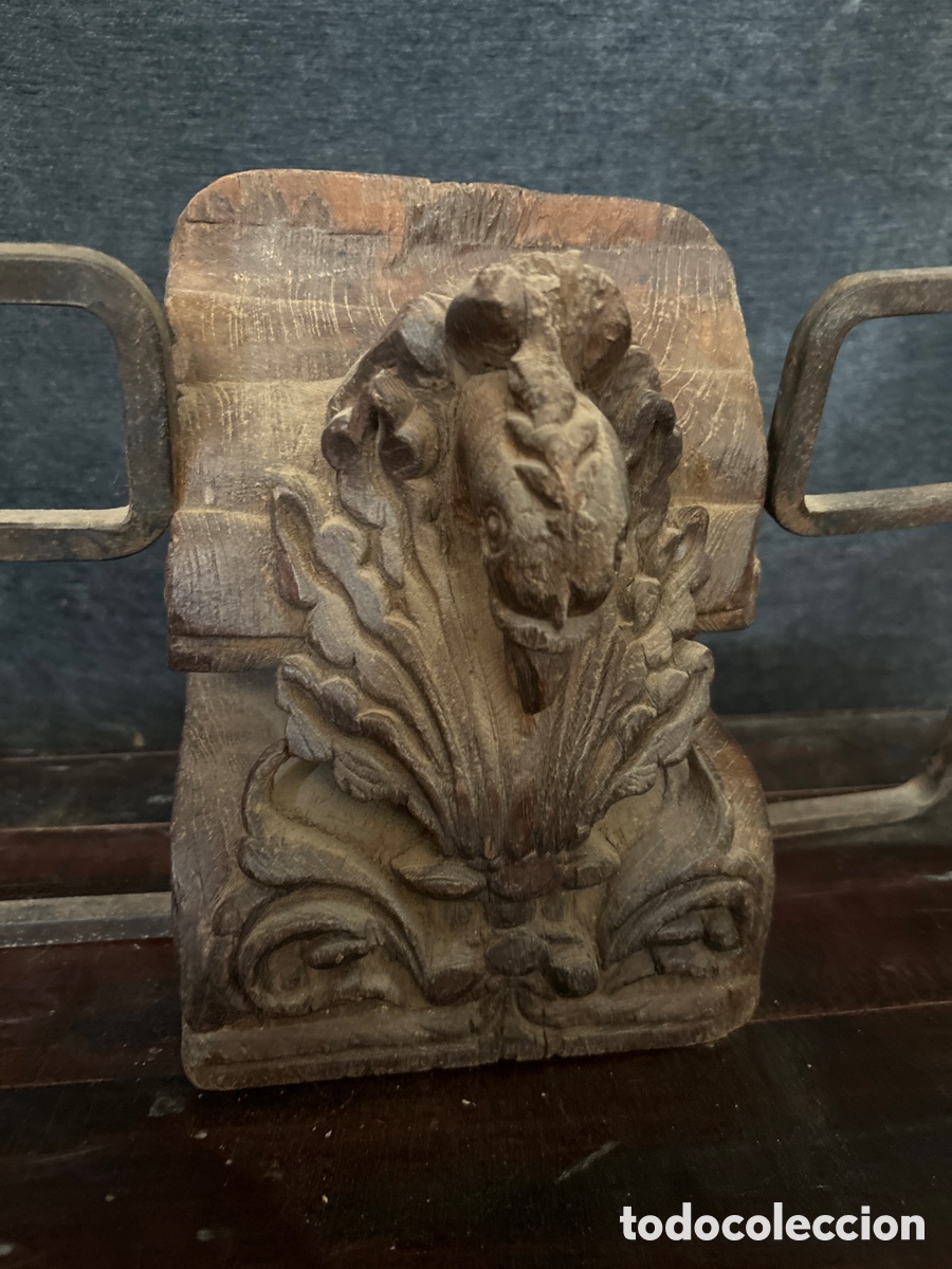 Antig&uuml;edades: Candelabro en madera, hierro, indio - Foto 2