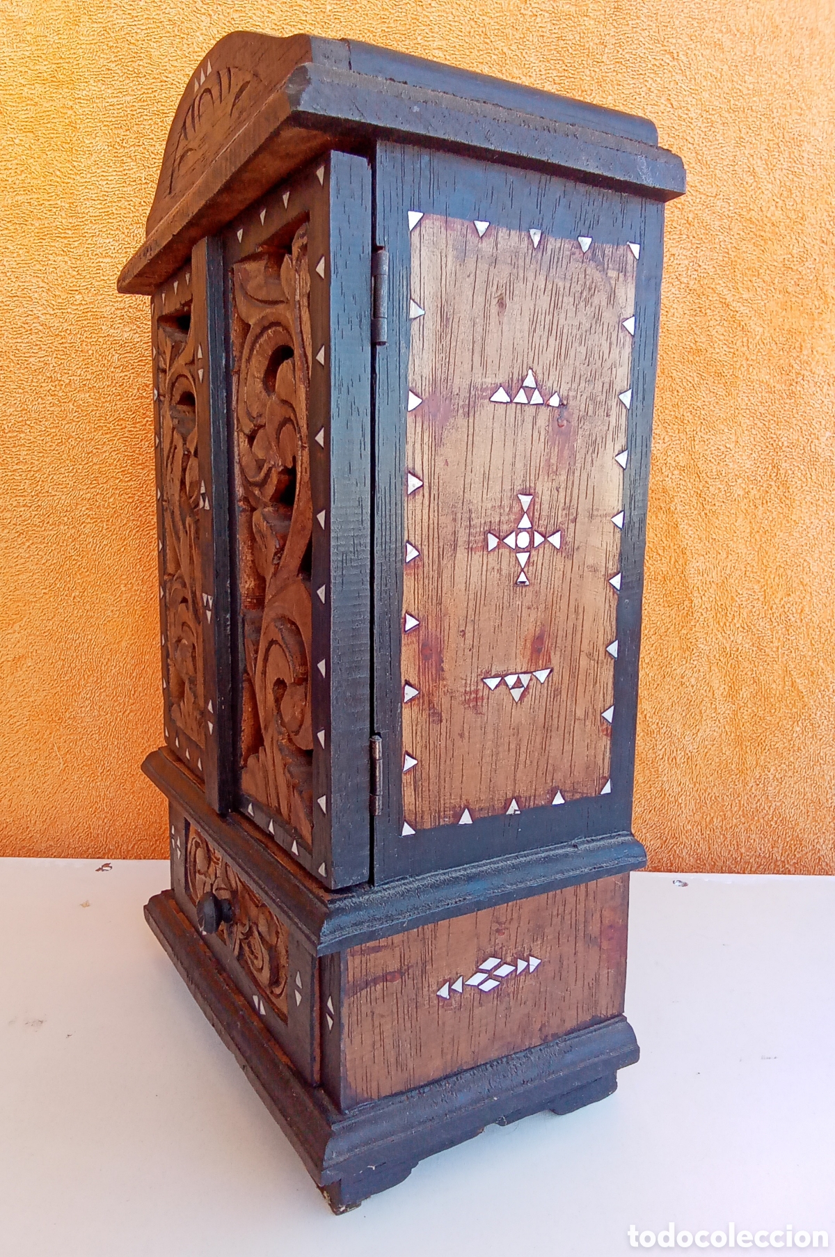 Antig&uuml;edades: Joyero de madera e incrustaciones de n&aacute;car, Balin&eacute;s. - Foto 5