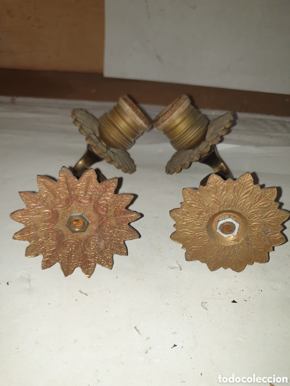 Antig&uuml;edades: PAREJA APLIQUES FORMA GIRASOL - Foto 8