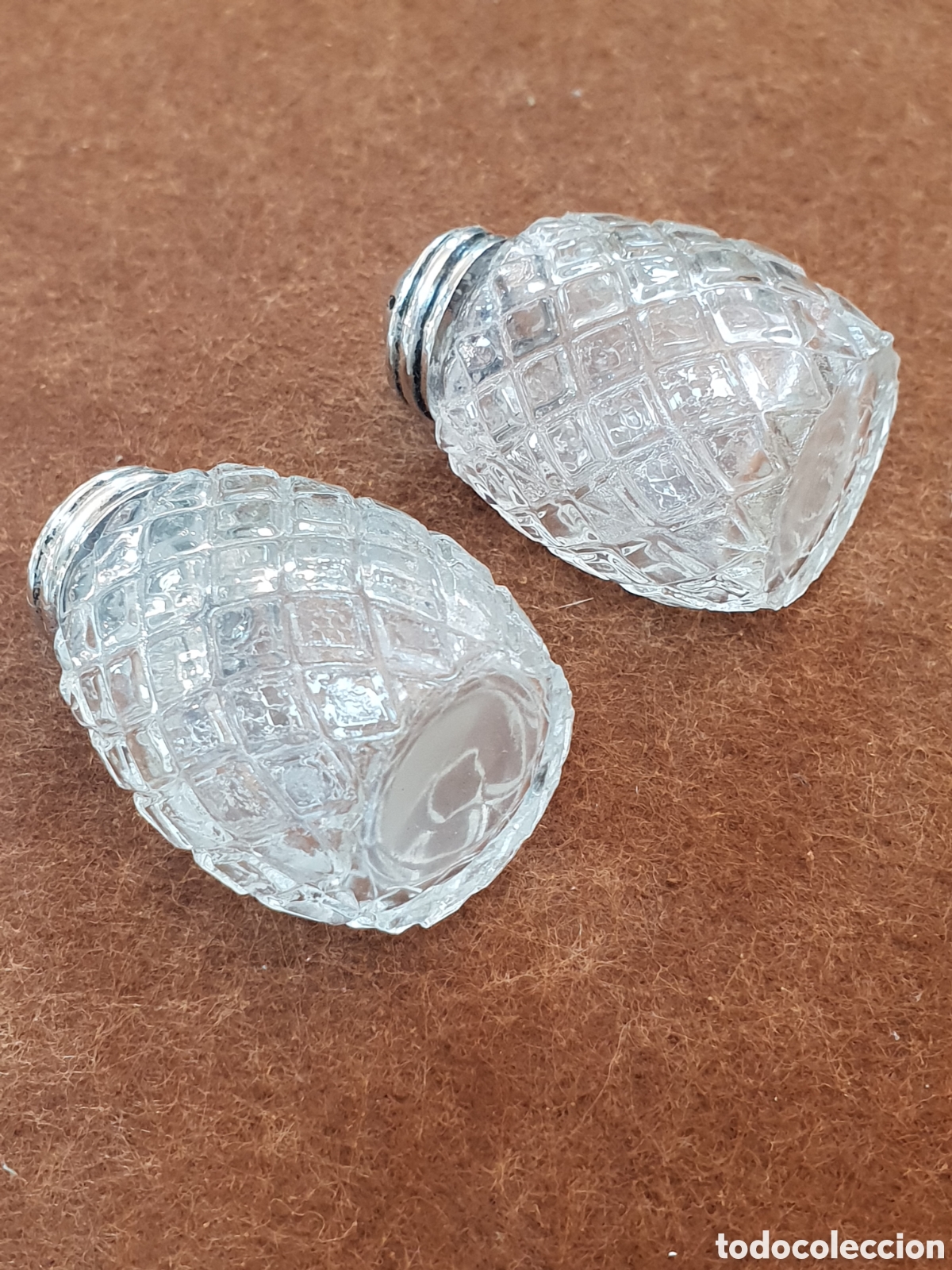 Antig&uuml;edades: PAREJA SALERITOS CRISTAL Y PLATA - Foto 4