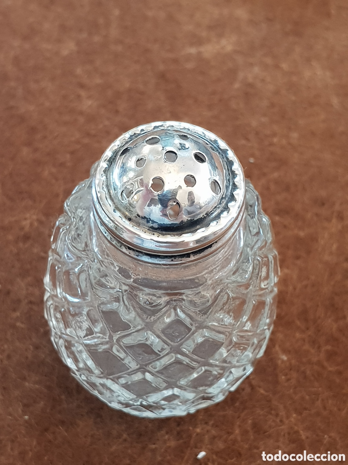 Antig&uuml;edades: PAREJA SALERITOS CRISTAL Y PLATA - Foto 5