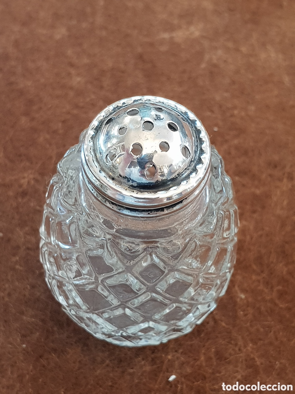 Antig&uuml;edades: PAREJA SALERITOS CRISTAL Y PLATA - Foto 6