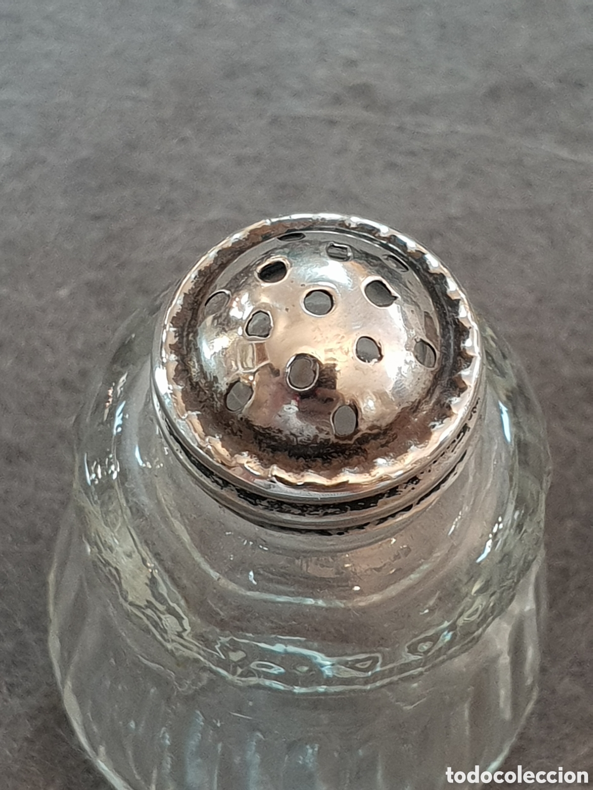 Antig&uuml;edades: PAREJA SALERITOS CRISTAL Y PLATA - Foto 4