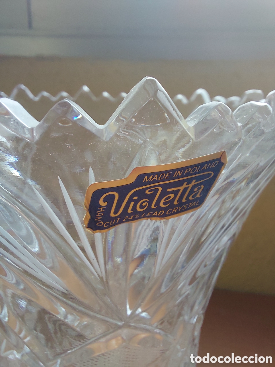 Antig&uuml;edades: Jarron cristal tallado Polonia - Foto 2