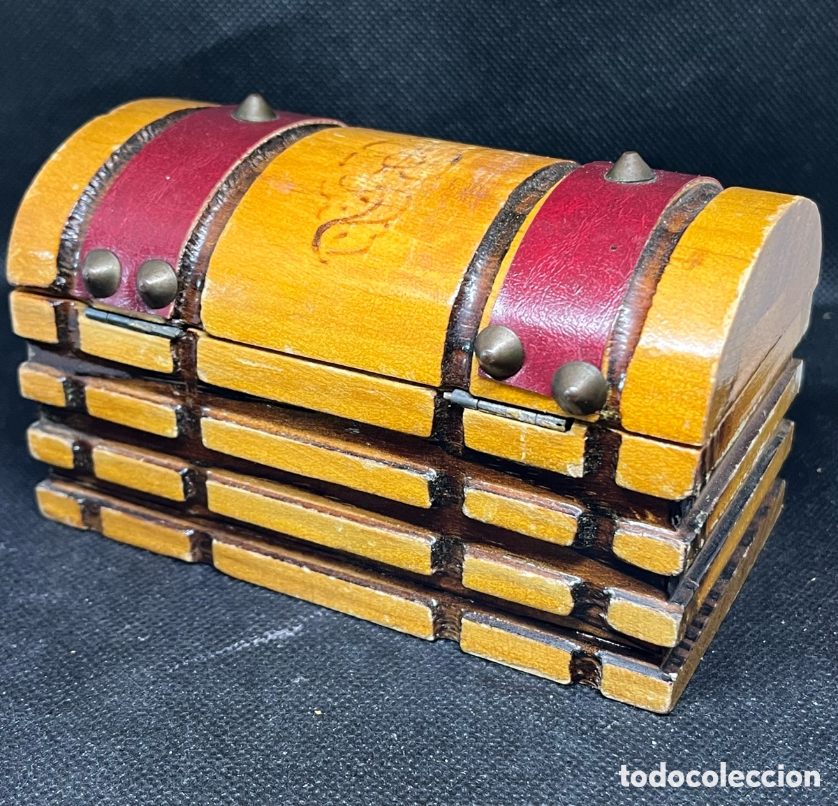 Antig&uuml;edades: CAJA-COFRE DE MADERA CON ADORNOS - Foto 7
