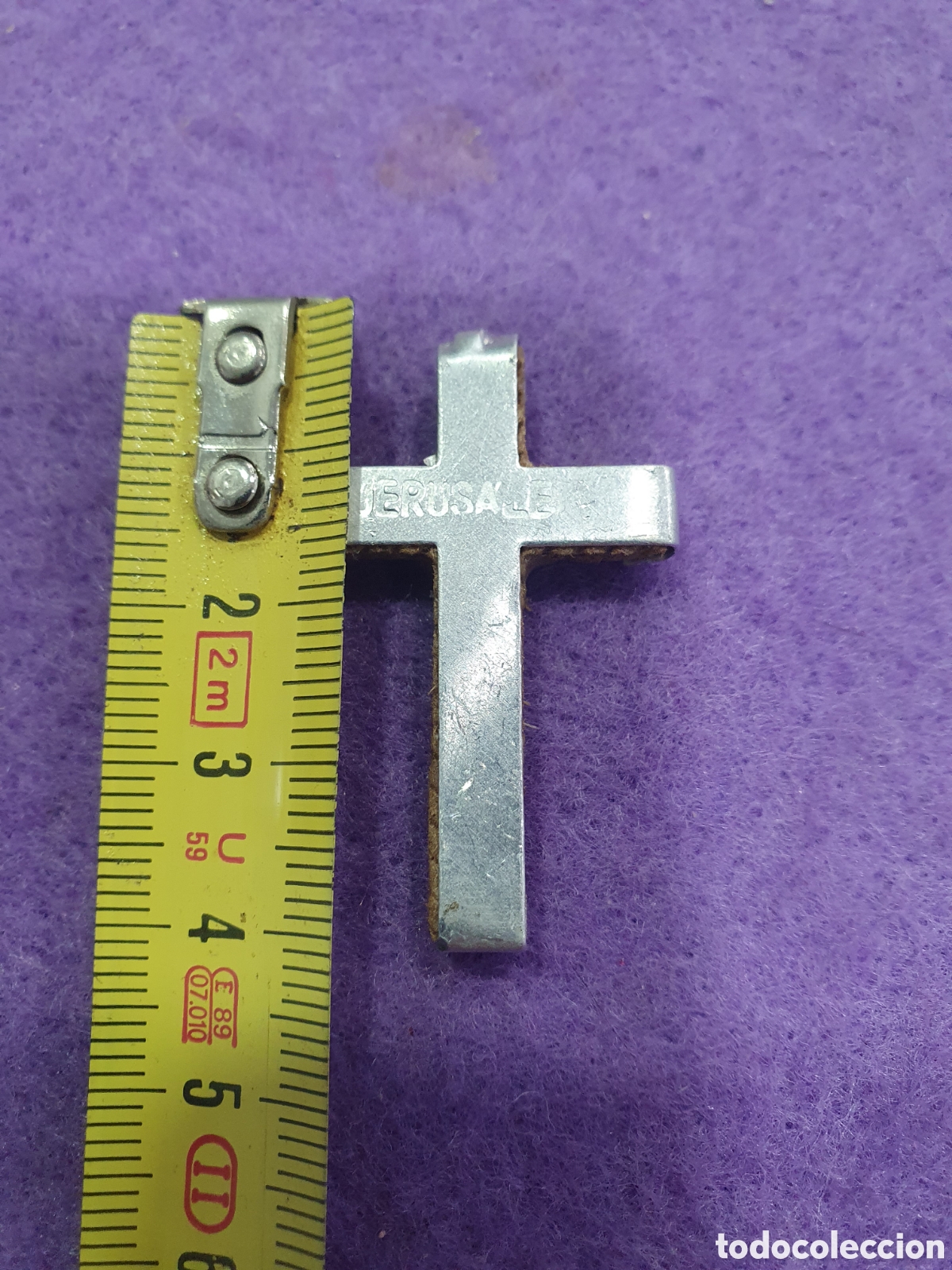 Antig&uuml;edades: Cruz madera y aluminio Jerusal&eacute;n. (L62) - Foto 2