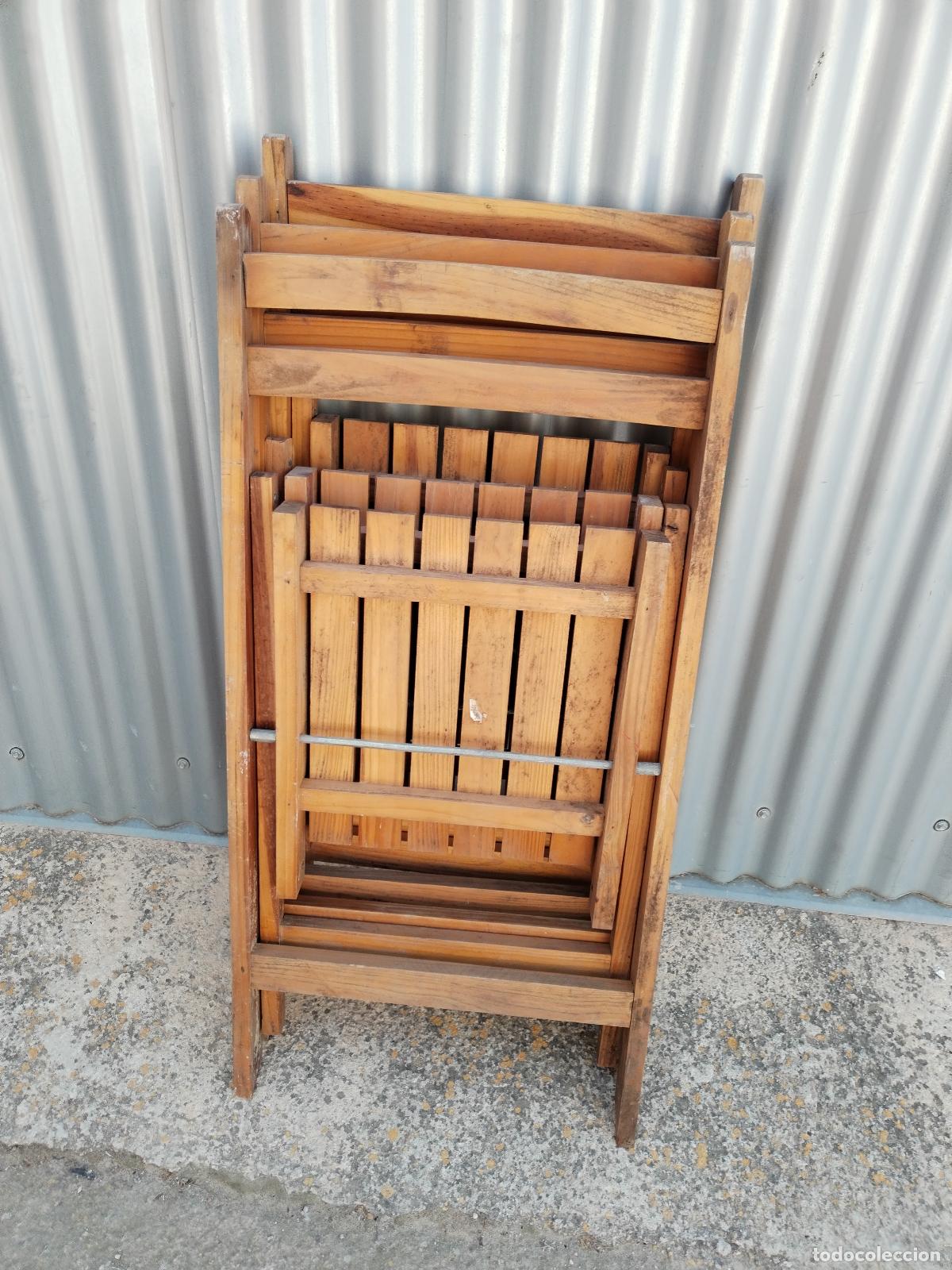 Antig&uuml;edades: 3 sillas de madera plegables - Foto 2