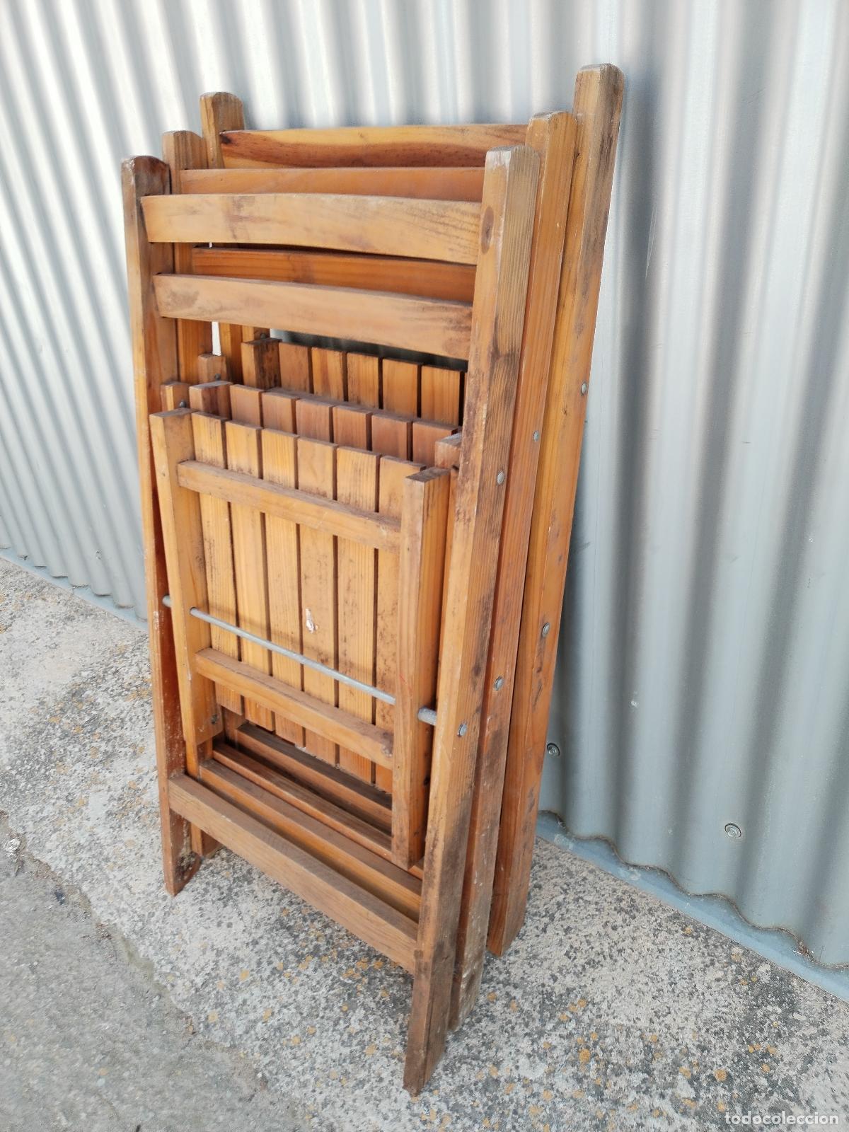 Antig&uuml;edades: 3 sillas de madera plegables - Foto 6