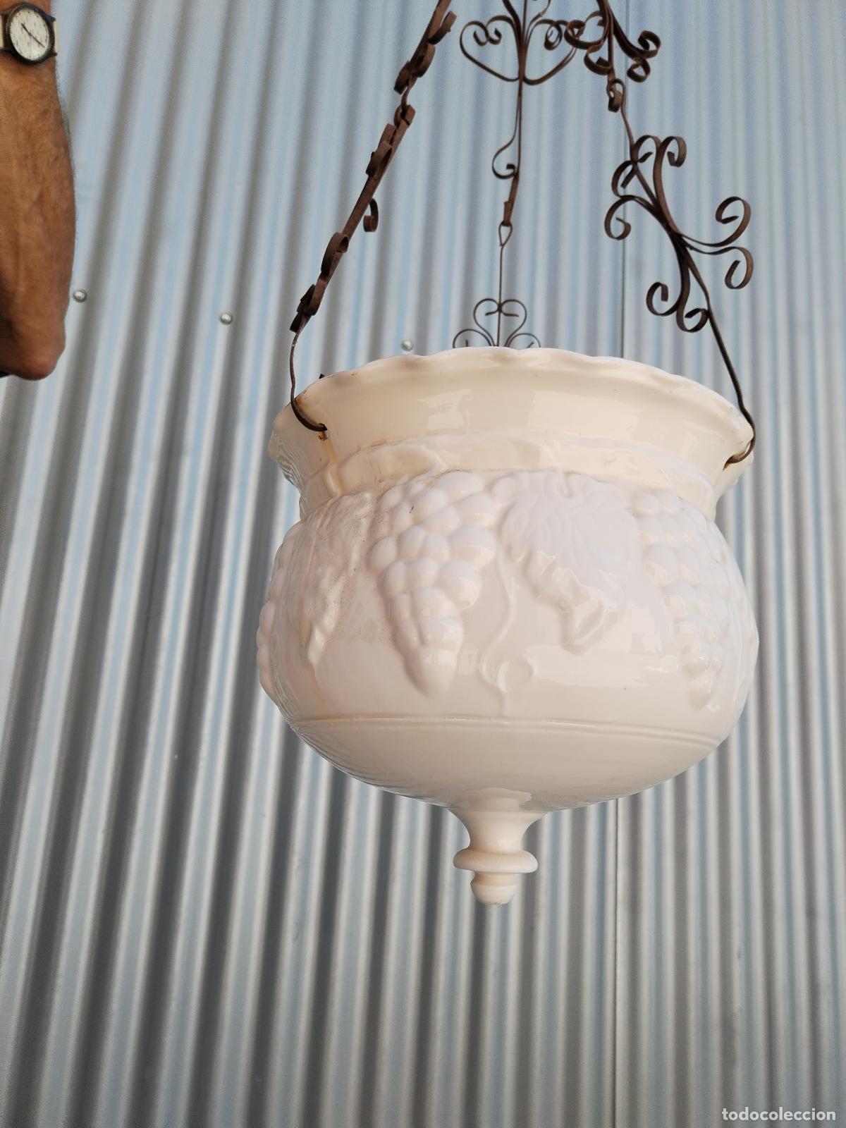 Antig&uuml;edades: macetero colgante de ceramica y forja - Foto 6