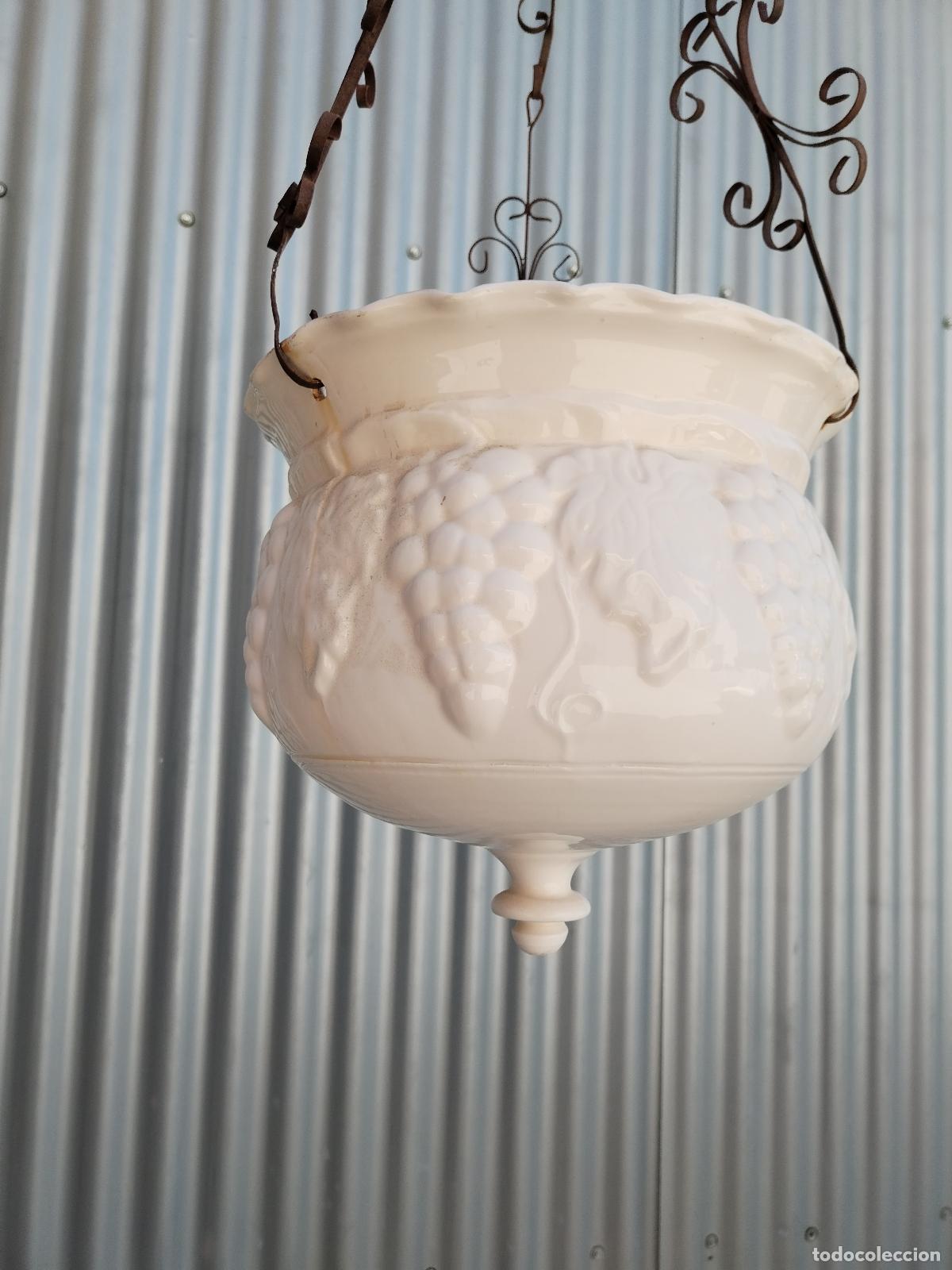 Antig&uuml;edades: macetero colgante de ceramica y forja - Foto 7