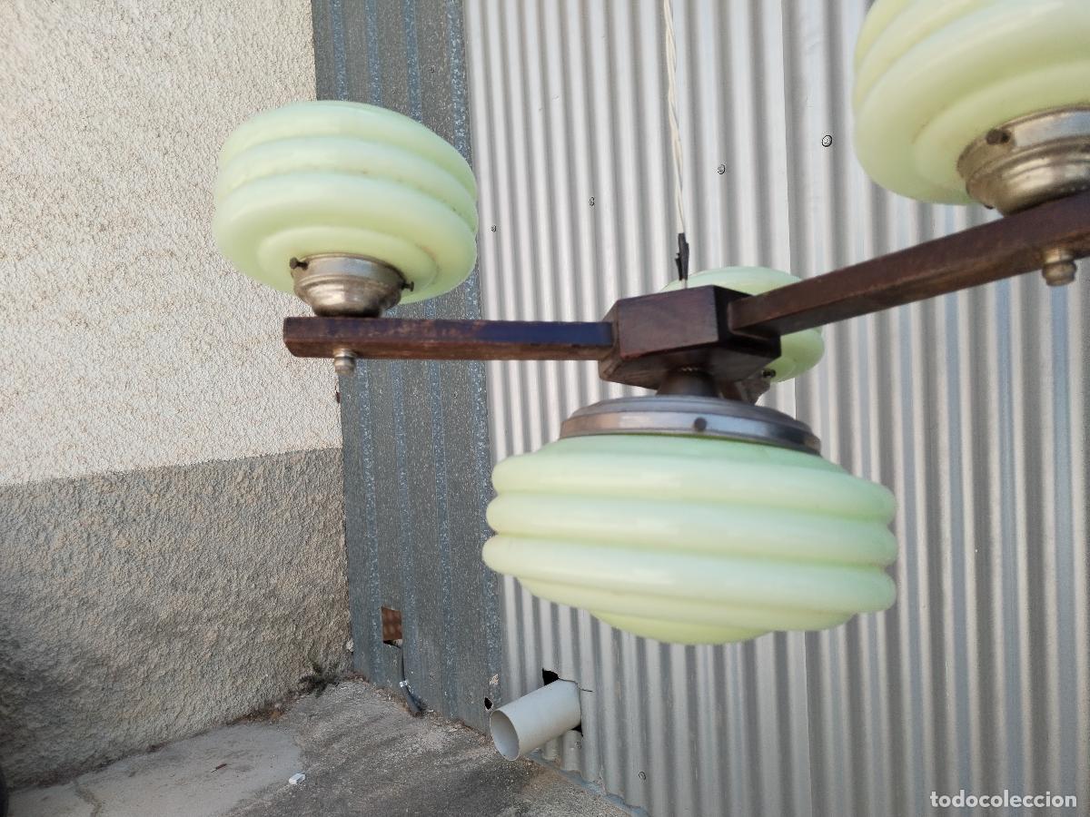 Antig&uuml;edades: antigua lampara de techo verde - Foto 3