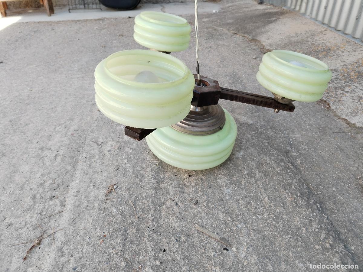 Antig&uuml;edades: antigua lampara de techo verde - Foto 1