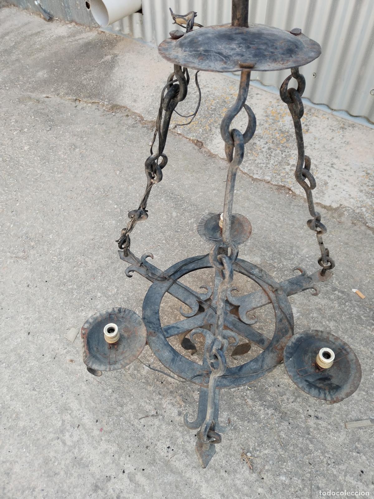 Antig&uuml;edades: lampara de techo en hierro de forja - Foto 7