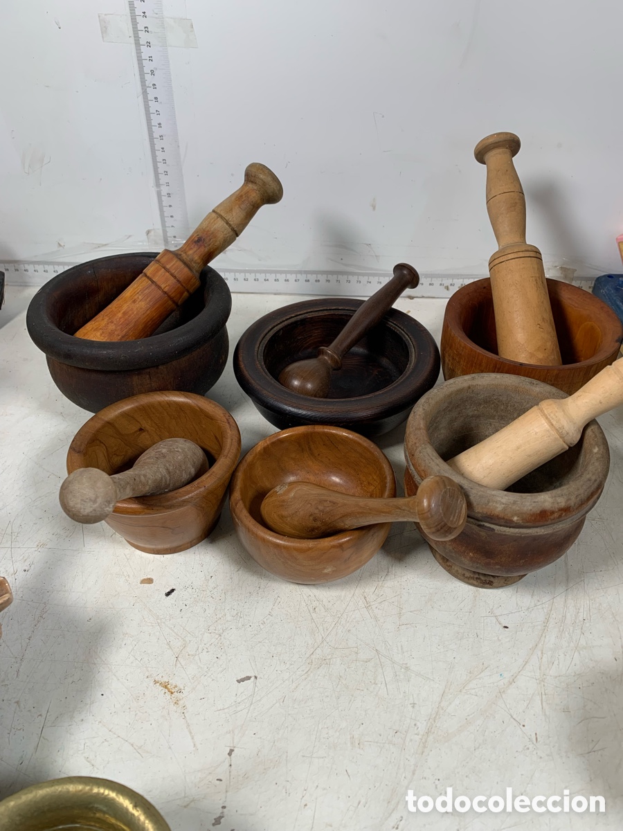 Antig&uuml;edades: 01_ lote morteros de madera - Foto 2
