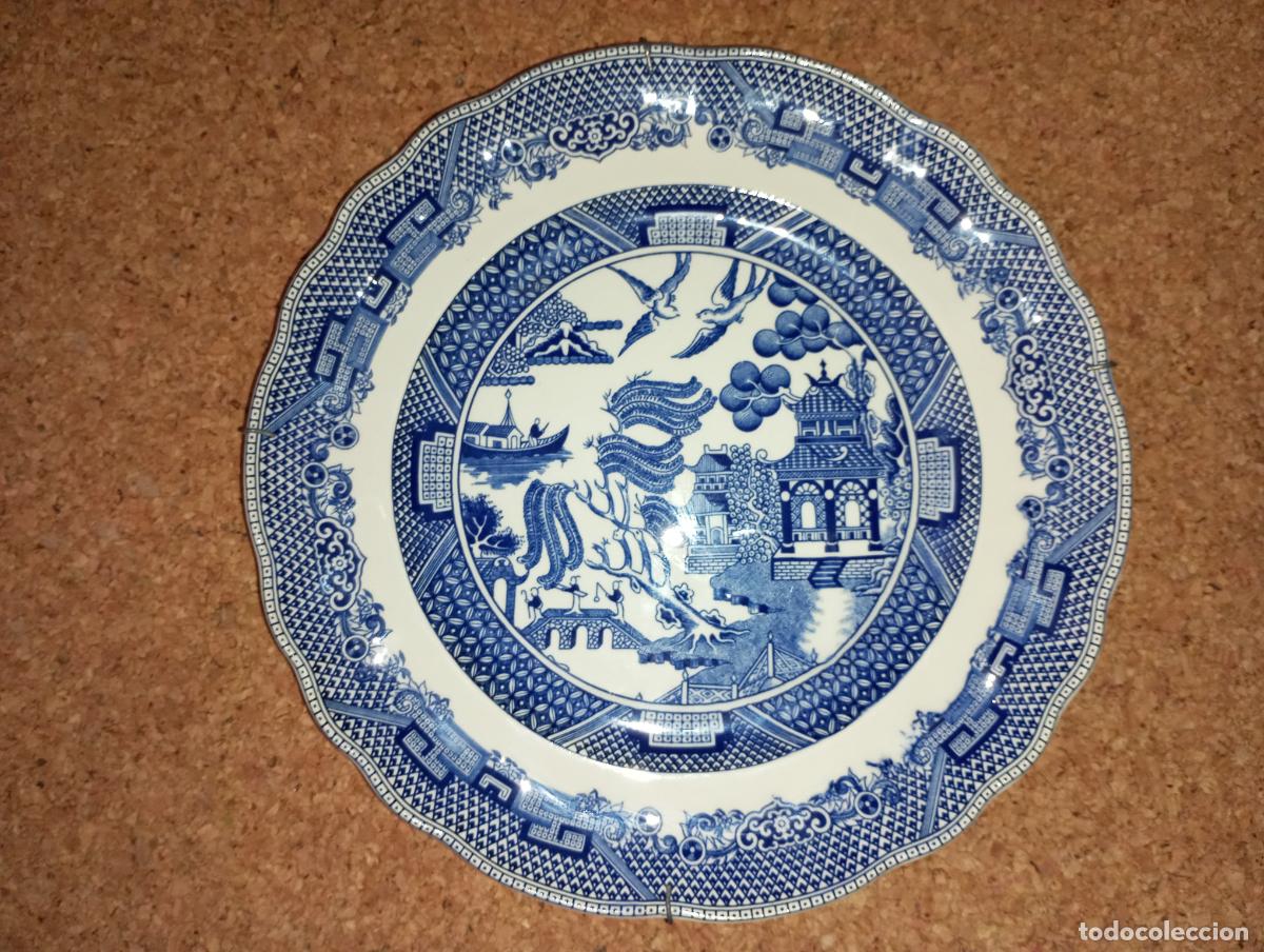 Antig&uuml;edades: Antiguo plato Vintage r&uacute;stico azul y blanco Willow - Foto 2