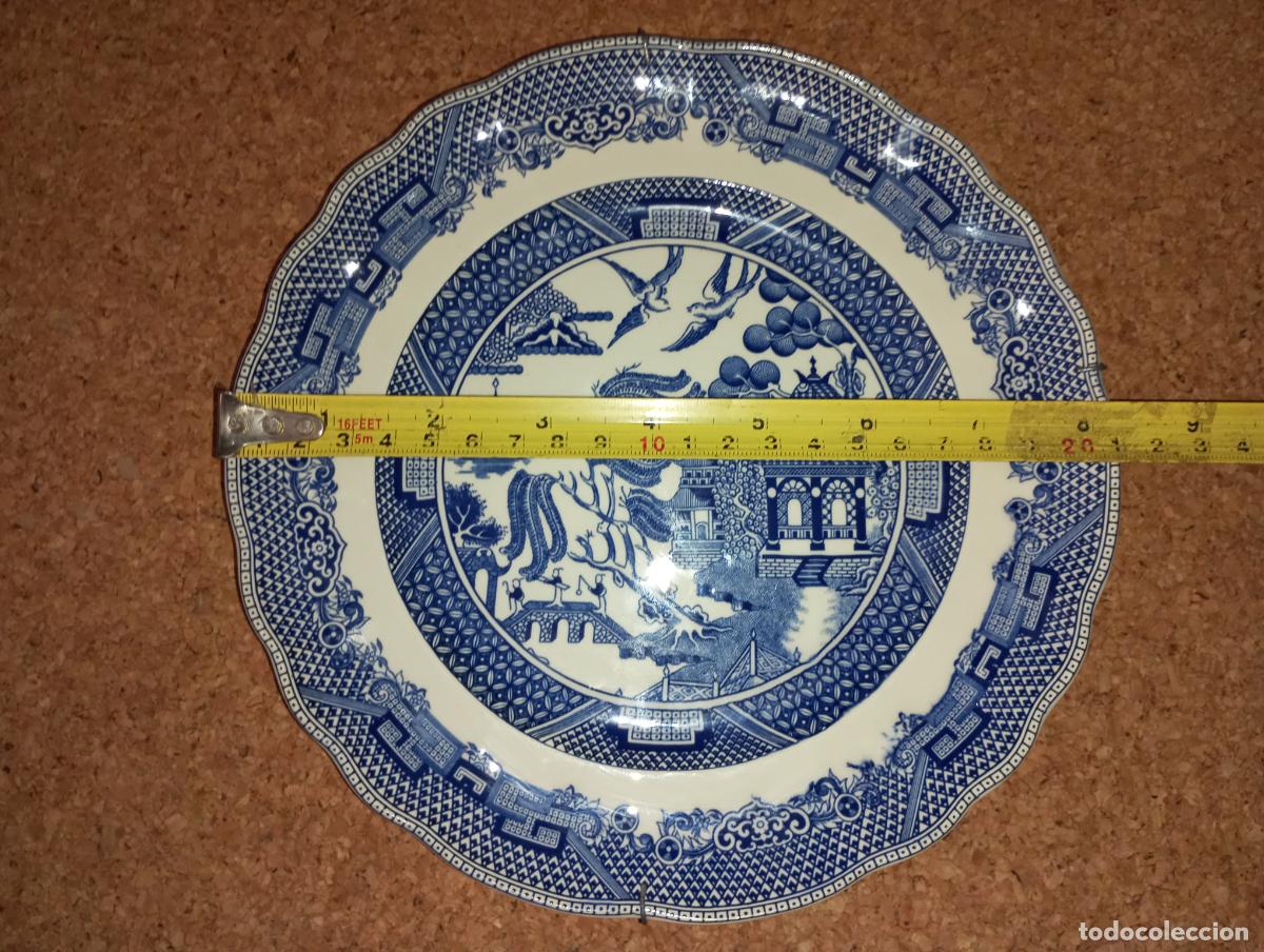 Antig&uuml;edades: Antiguo plato Vintage r&uacute;stico azul y blanco Willow - Foto 3