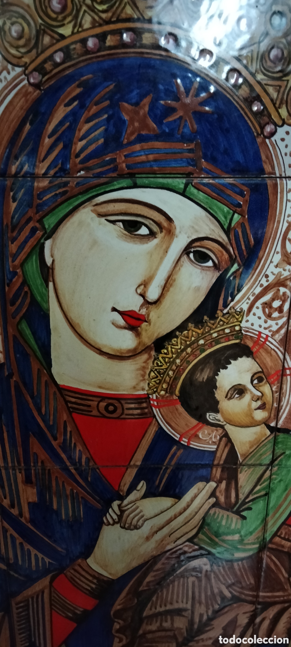 Antig&uuml;edades: MOSAICO DE AZULEJOS VIRGEN - Foto 2