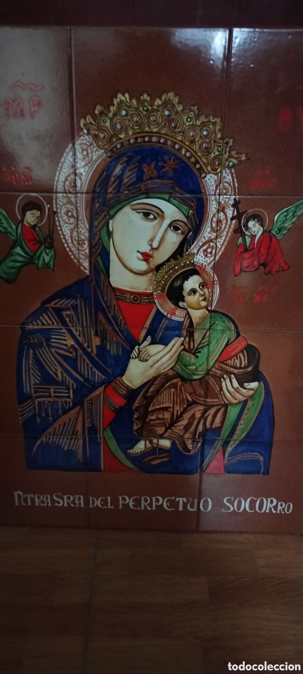 Antig&uuml;edades: MOSAICO DE AZULEJOS VIRGEN - Foto 1