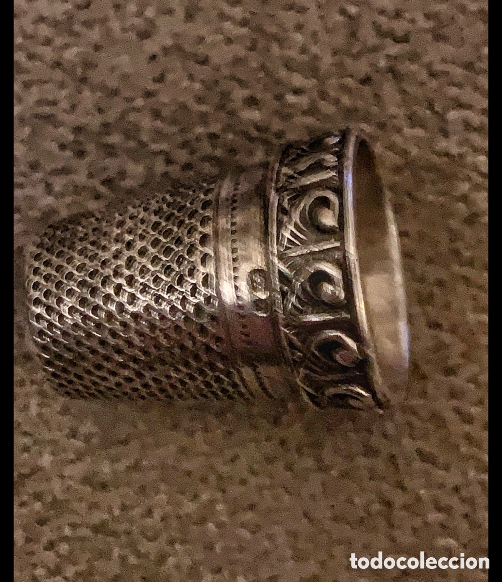 Antig&uuml;edades: Dedal de plata , ingl&eacute;s, siglo XIX , impecable. - Foto 2