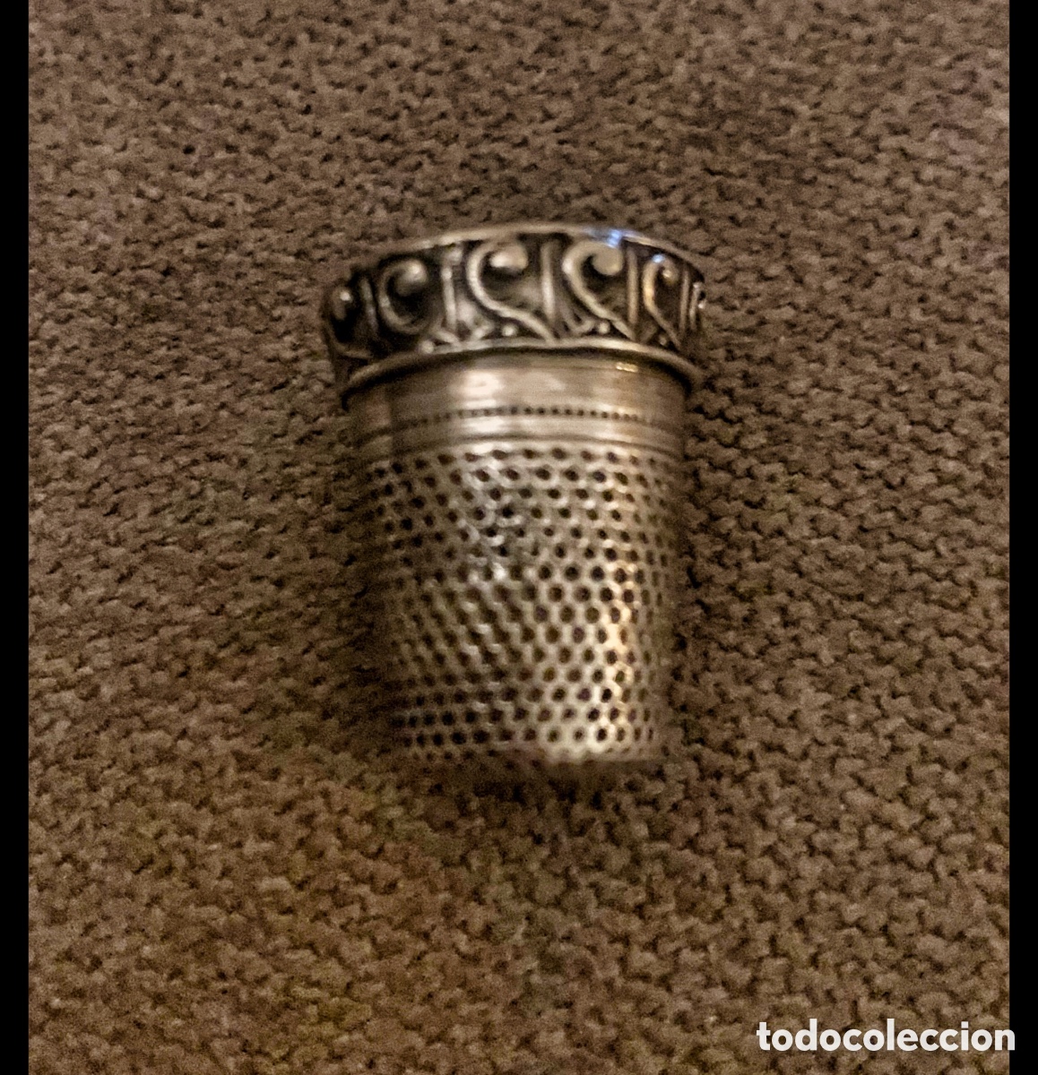 Antig&uuml;edades: Dedal de plata , ingl&eacute;s, siglo XIX , impecable. - Foto 5