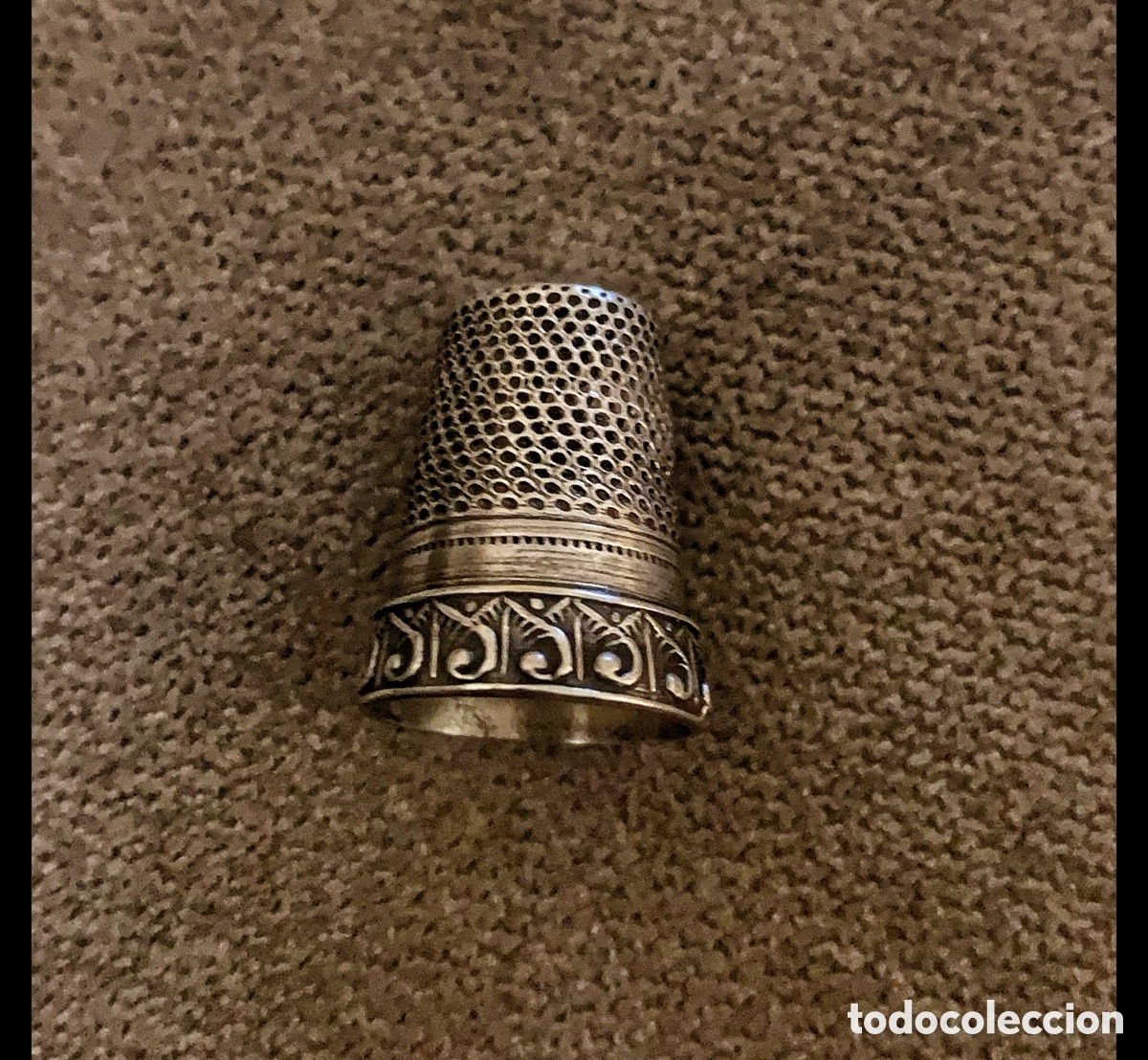 Antig&uuml;edades: Dedal de plata , ingl&eacute;s, siglo XIX , impecable. - Foto 7