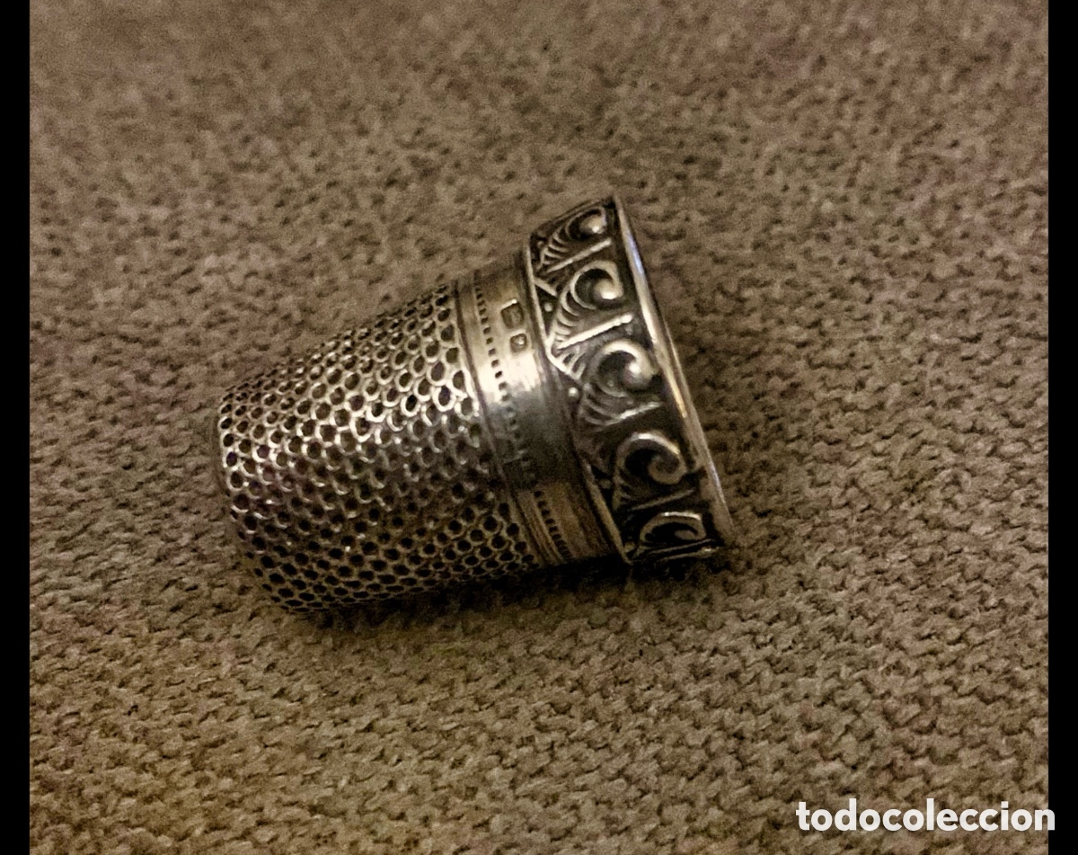 Antig&uuml;edades: Dedal de plata , ingl&eacute;s, siglo XIX , impecable. - Foto 8