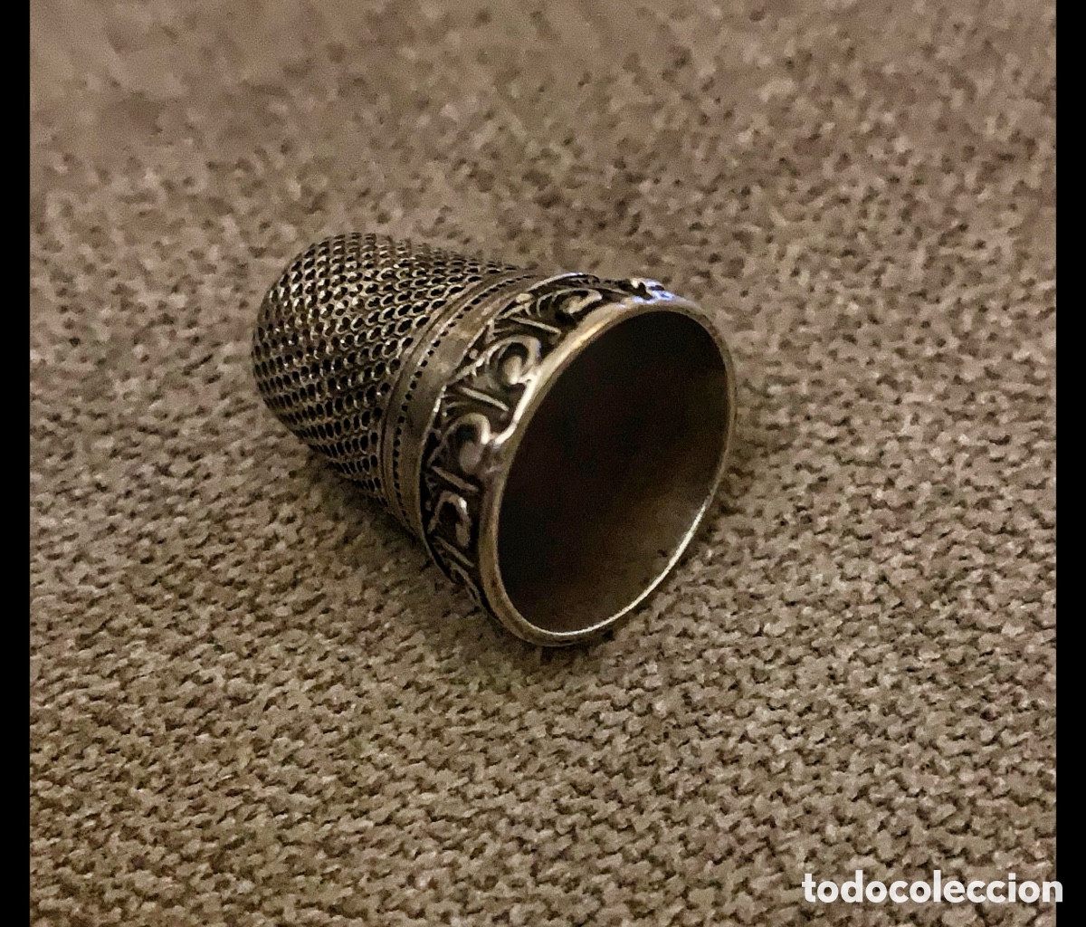 Antig&uuml;edades: Dedal de plata , ingl&eacute;s, siglo XIX , impecable. - Foto 9