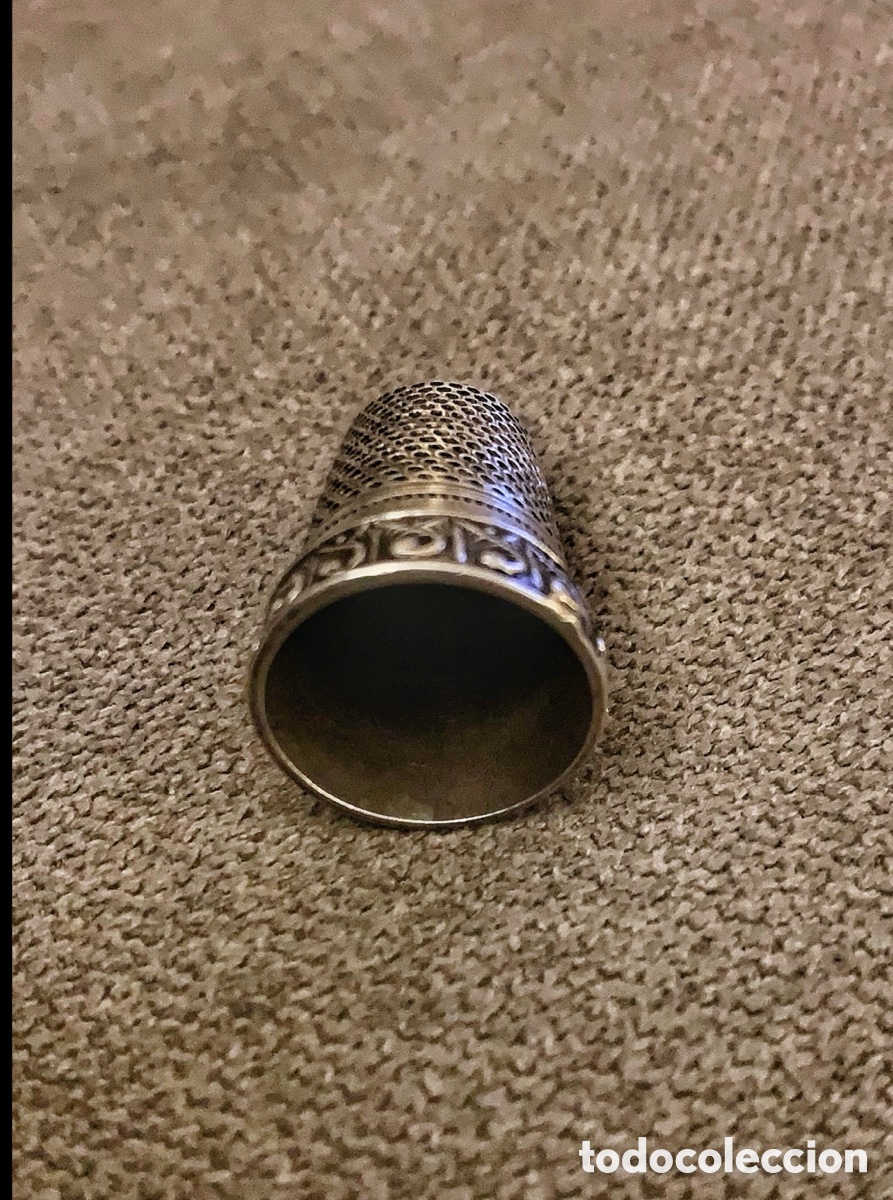 Antig&uuml;edades: Dedal de plata , ingl&eacute;s, siglo XIX , impecable. - Foto 10