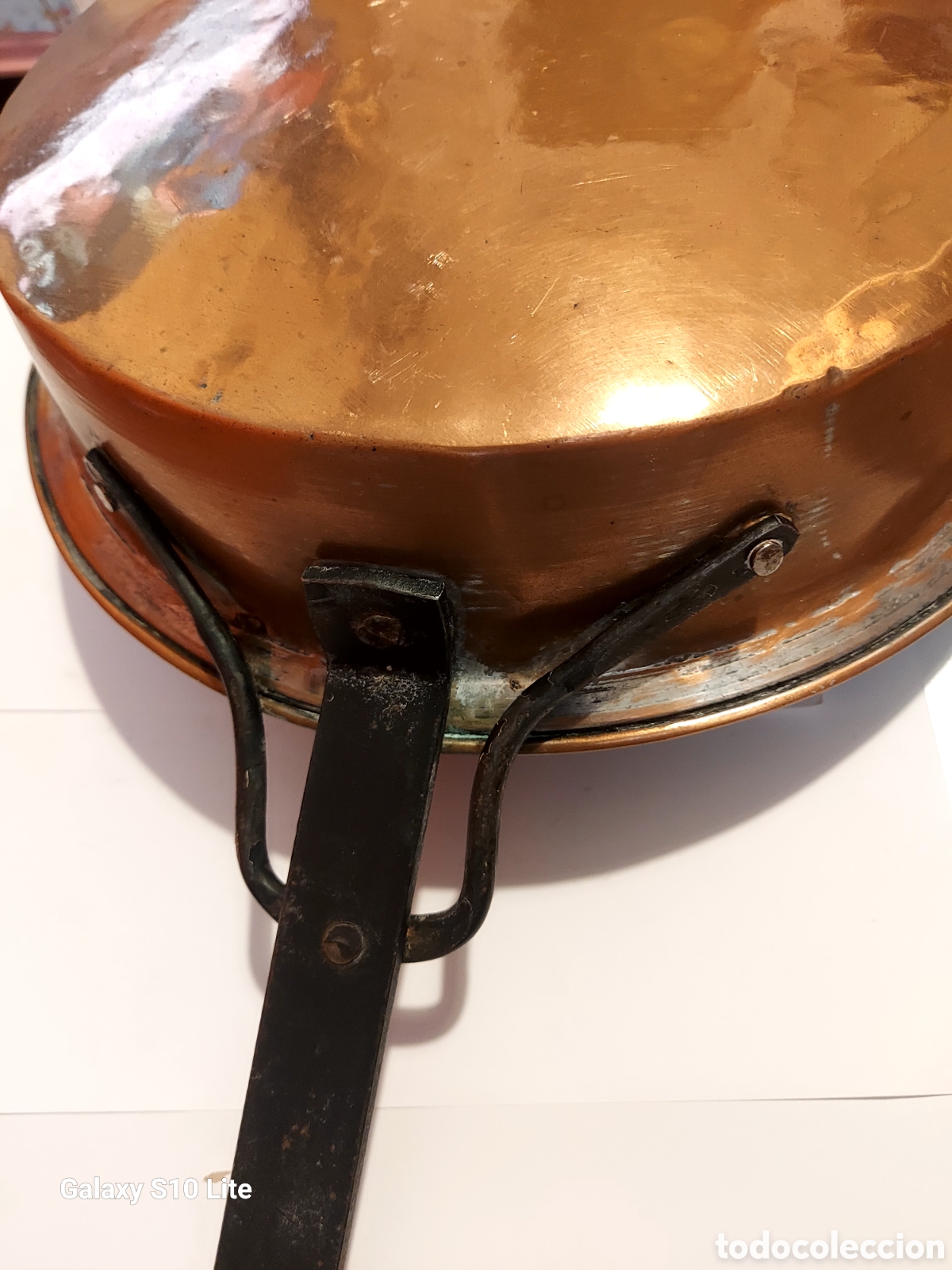 Antig&uuml;edades: Antigua sarten de cobre 28 cm - Foto 8