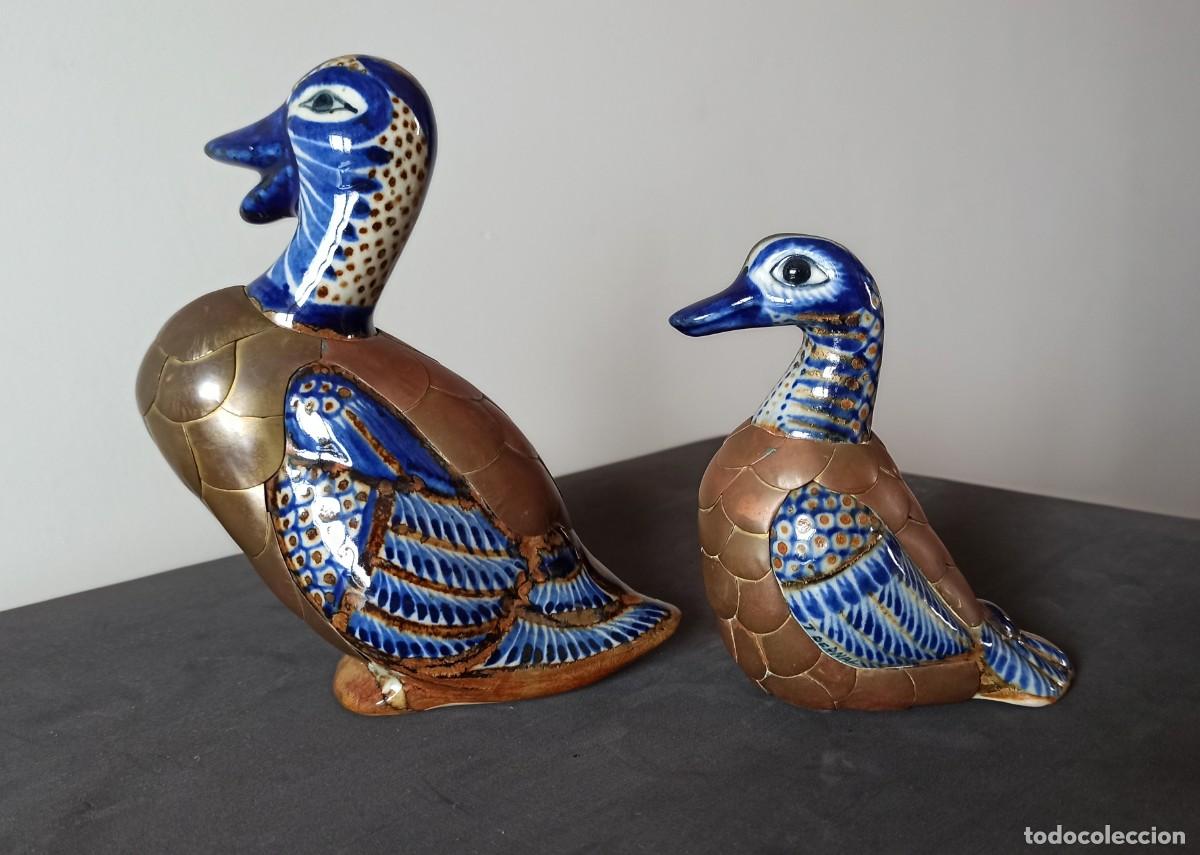 Antig&uuml;edades: 2 patos de cer&aacute;mica Tonal&aacute; M&eacute;xico