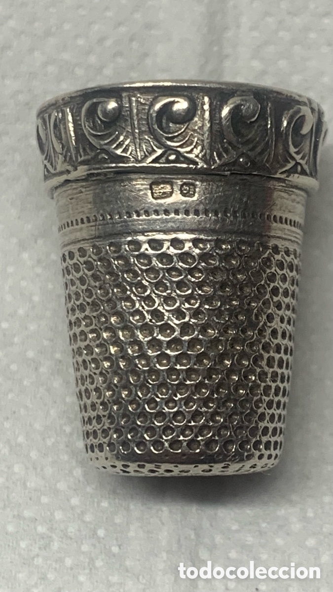Antig&uuml;edades: Dedal de plata , ingl&eacute;s, siglo XIX , impecable. - Foto 11