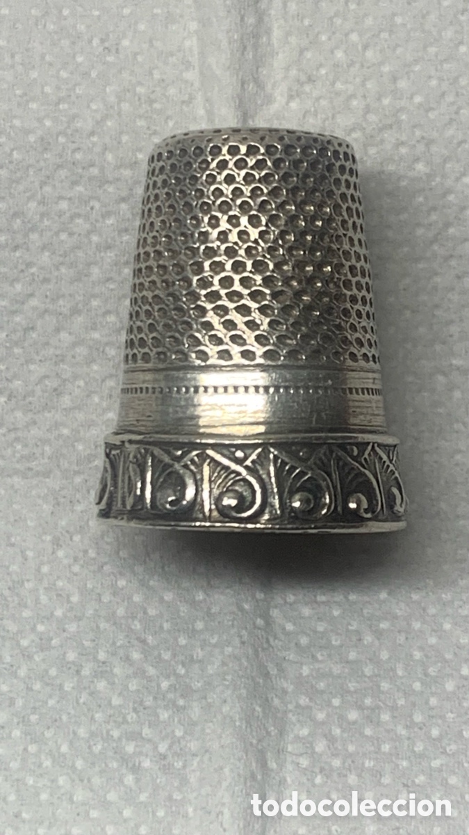 Antig&uuml;edades: Dedal de plata , ingl&eacute;s, siglo XIX , impecable. - Foto 13