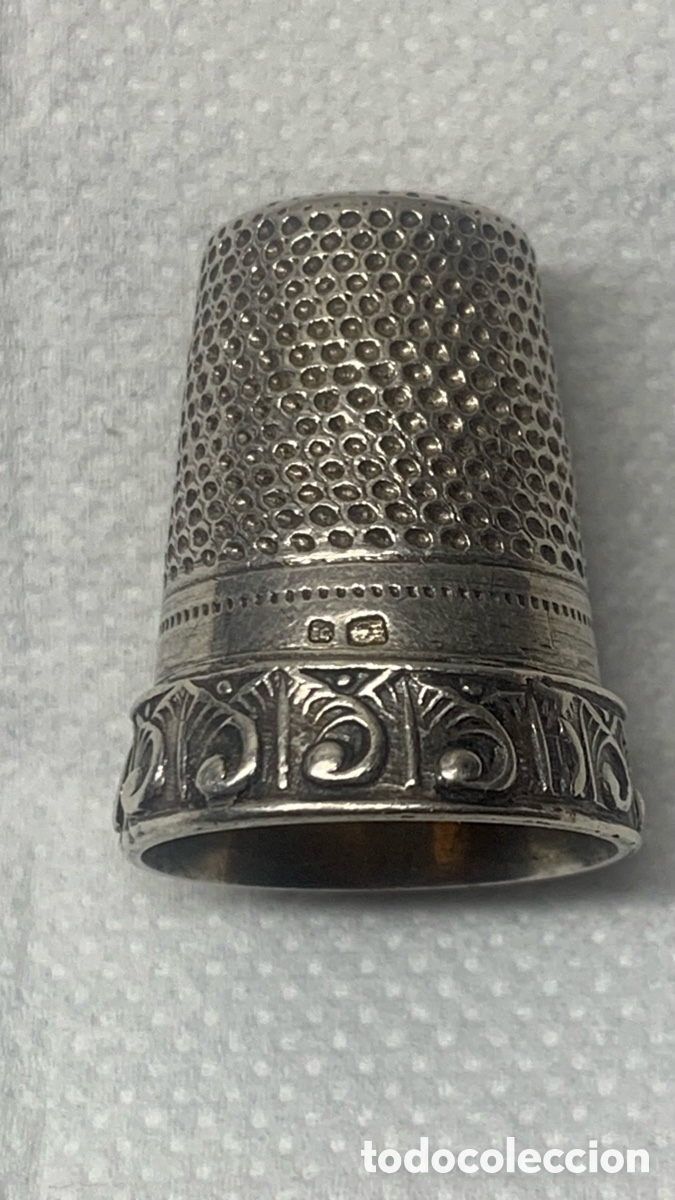 Antig&uuml;edades: Dedal de plata , ingl&eacute;s, siglo XIX , impecable. - Foto 14