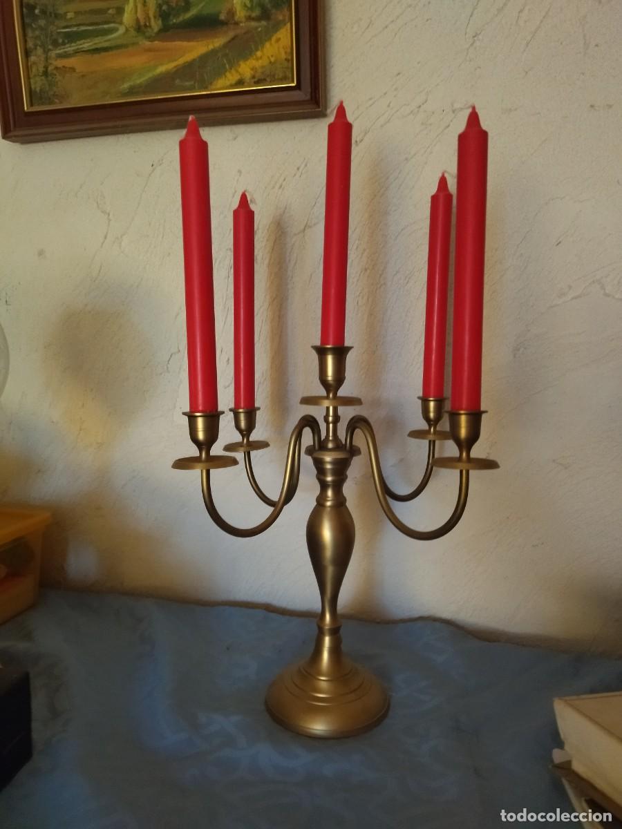 Antig&uuml;edades: Precioso candelabro de 5 brazos de bronce. - Foto 2