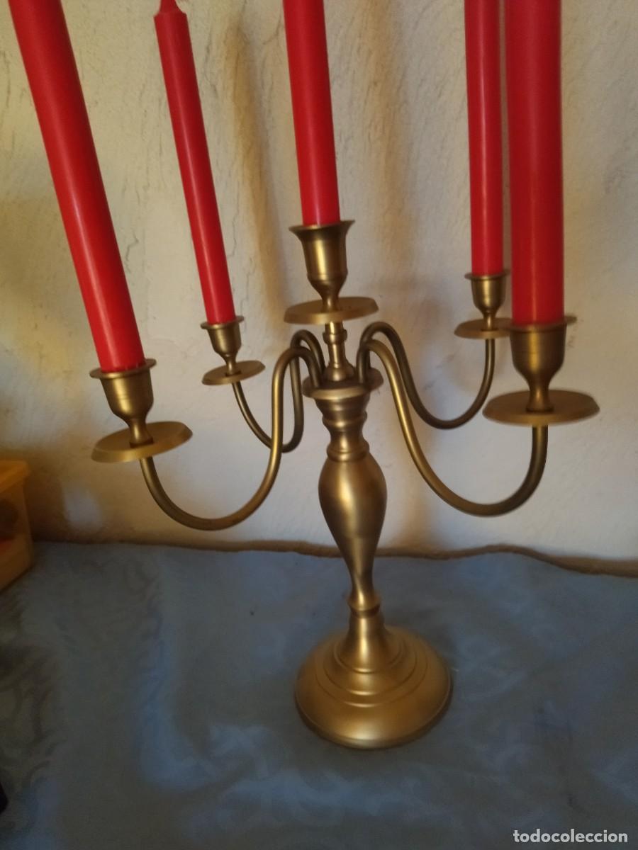 Antig&uuml;edades: Precioso candelabro de 5 brazos de bronce. - Foto 4