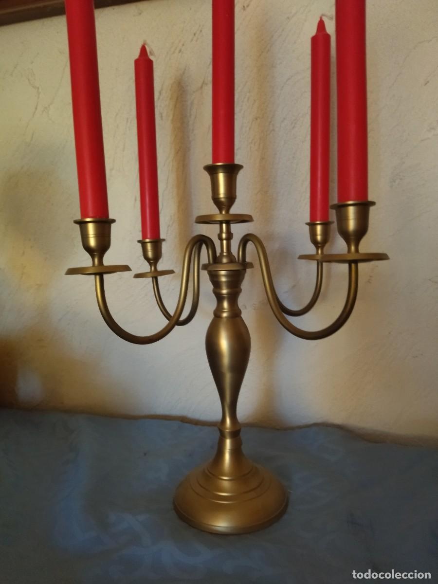 Antig&uuml;edades: Precioso candelabro de 5 brazos de bronce. - Foto 5