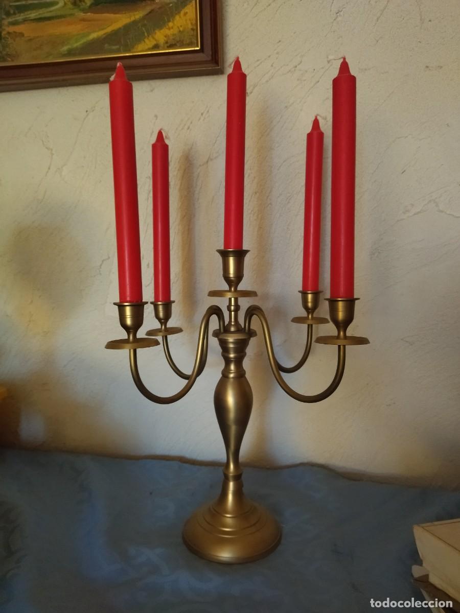 Antig&uuml;edades: Precioso candelabro de 5 brazos de bronce. - Foto 7